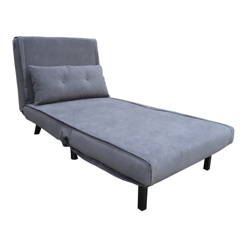 Модерна мултифункционална фотелја на расклопување Armchair-Bed Wreas обложена со луксузно антрацит кадифе, поддржана со цврсти дрвени ногарки во црна нијанса