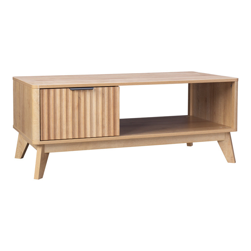 Модерна правоаголна клуб масичка за дневна соба Coffee table Wrely со горна плоча од зајакнат медијапан со префинета текстура во природна натур боја