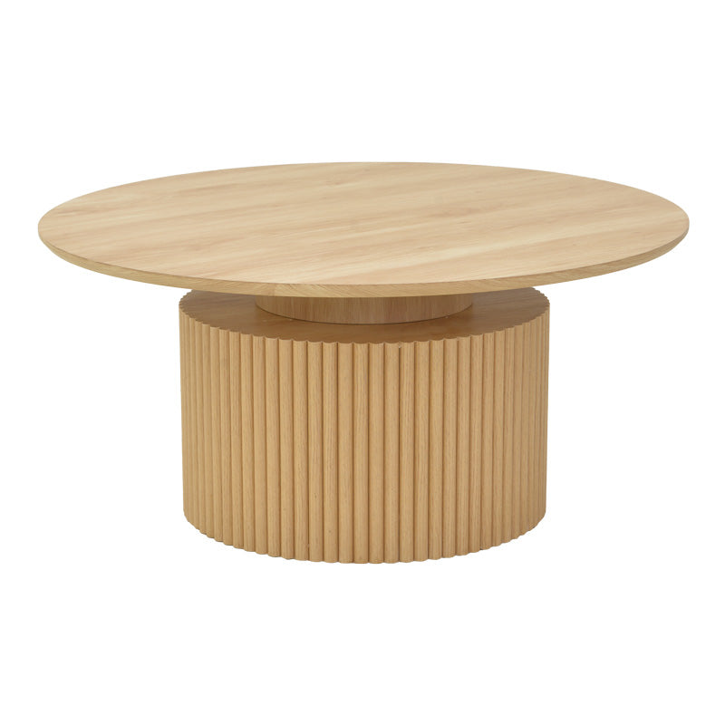 Модерна тркалезна клуб масичка за дневна соба Coffee table Wrein со горна плоча од зајакнат медијапан со префинета текстура во природна натур боја