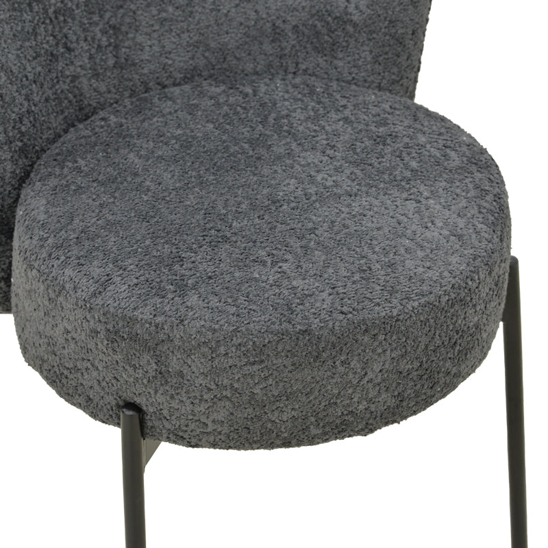 Модерен трпезариски стол Aeroun со антрацит тапацир од штоф и стабилни црни метални ногарки