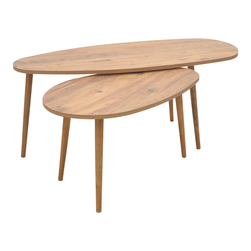 Елегантна и модерна правоаголна клуб маса Firaedge во природна светла нијанса на дрво со стабилна централна конструкција