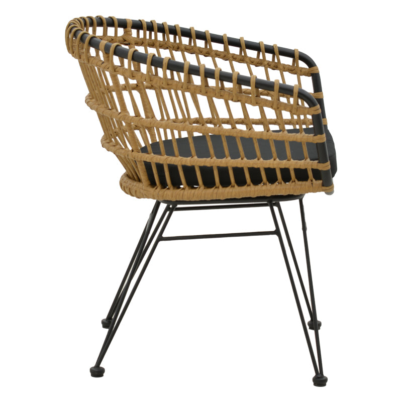 Голем правоаголен сет за јадење Dawnda со антрацит алуминиумска конструкција и површина од водоотпорно дрво во природна нијанса со шест соодветни столови