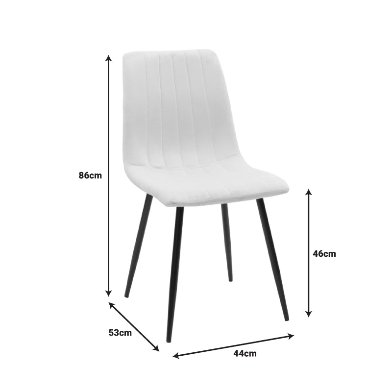 Модерен трпезариски сет Dining Room Set со тркалезна маса од транспарентно калено стакло со метална база и четири ергономски тапацирани Vecic лоунџ столови