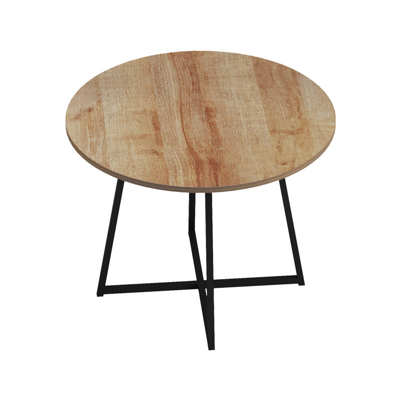 Тркалезна трпезариска маса Avonunit со дијаметар од 100 cm, површина во боја на даб и вкрстени црни метални ногарки