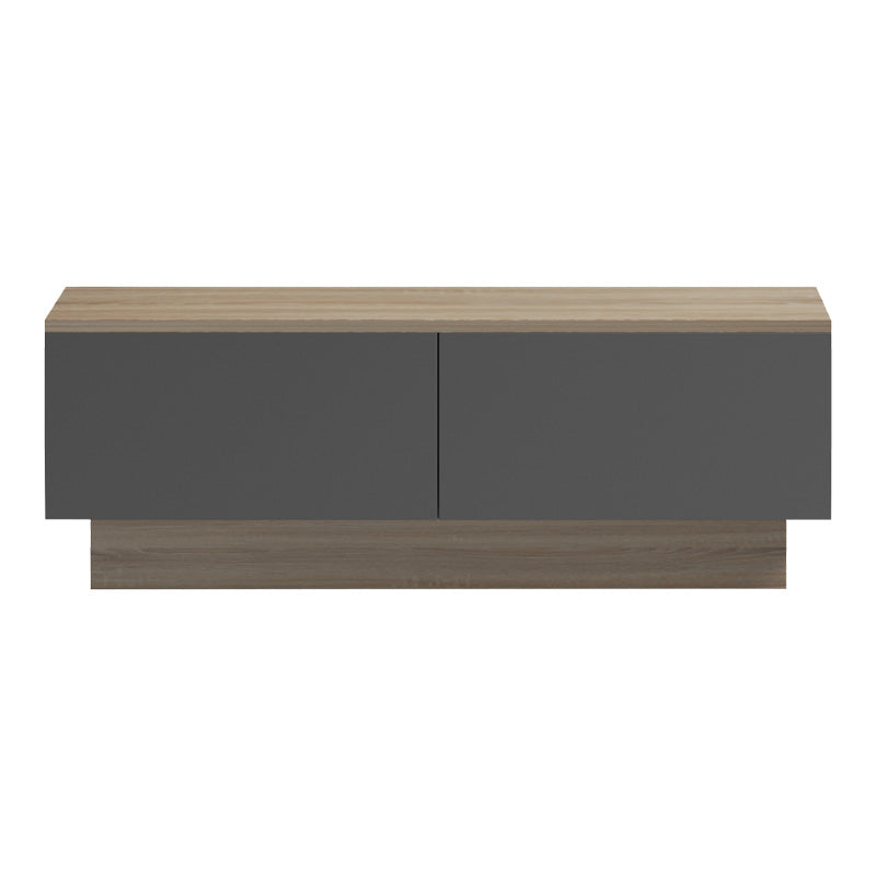 Модерна ниска клуб маса за кафе Coffee Table Weimar со правоаголна плоча во текстура на сонома даб и засилена геометриска основа во мат антрацит сива боја