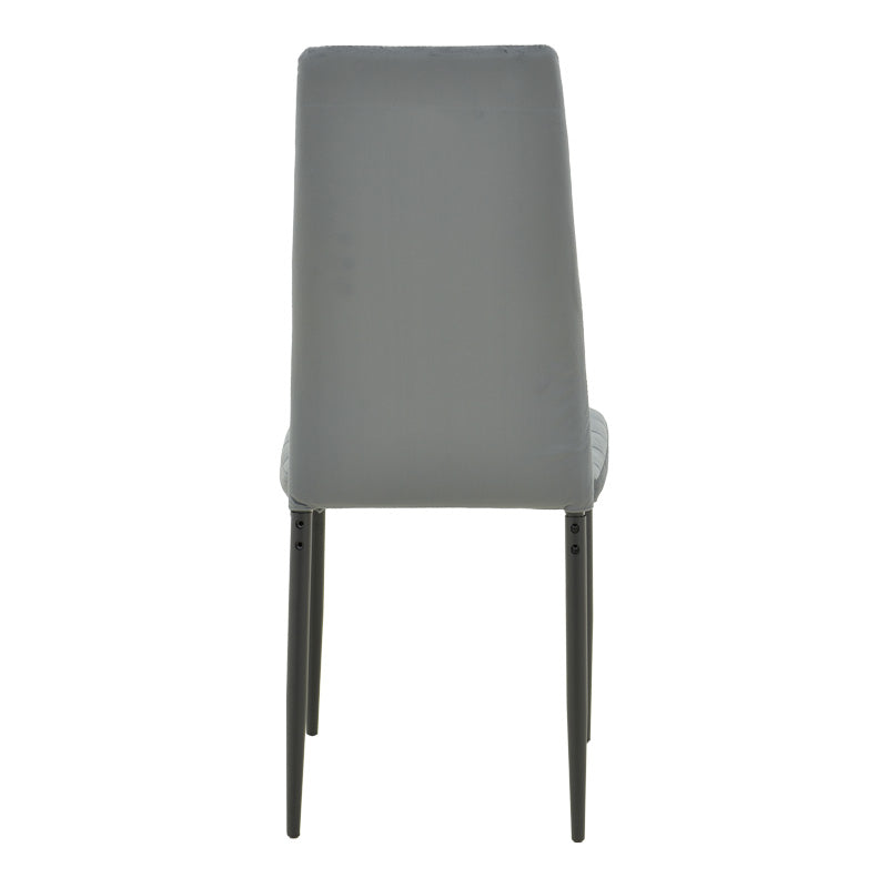 Модерен трпезариски лоунџ стол Chair Wesic обложен со меко сиво кадифе, поддржан со цврсти засилени метални ногарки во мат црна боја