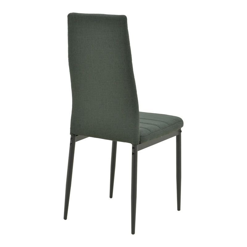 Модерен трпезариски лоунџ стол Chair Wellsic обложен со густ антрацит сив текстил, поддржан со цврсти засилени метални ногарки во мат црна боја