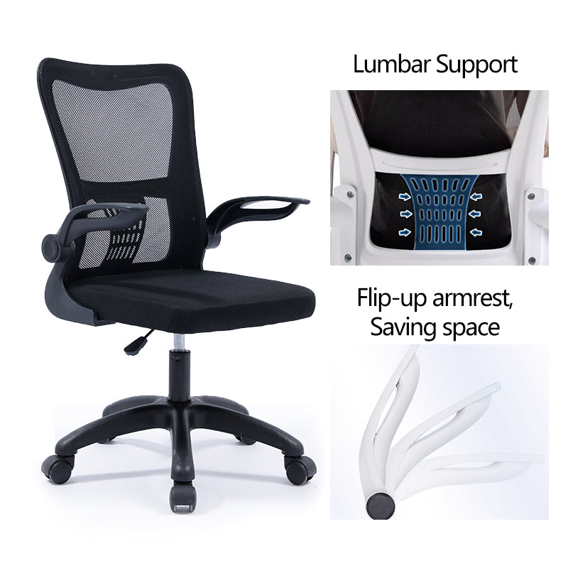 Модерна работна менаџерска столица Yaren од црна дишлива мрежа со висока ергономска поддршка, лумбален наслон и цврста основа на тркала