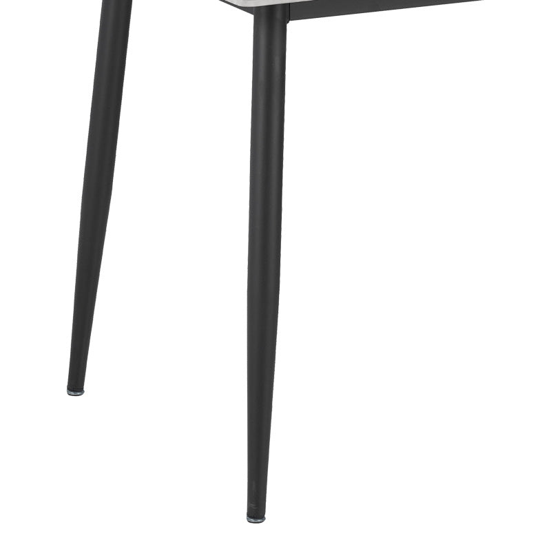 Модерна, естетска и уникатна трпезариска маса Dining table Laria со горна плоча од луксузен сив мермерен синтеруван камен и архитектонска црна метална база