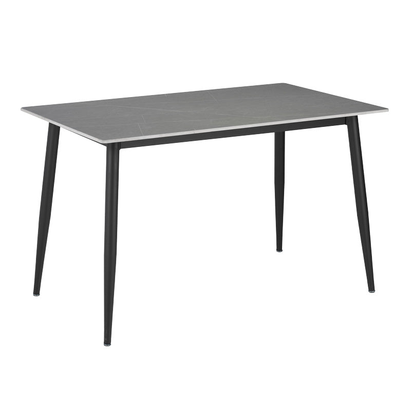 Модерна, естетска и уникатна трпезариска маса Dining table Laria со горна плоча од луксузен сив мермерен синтеруван камен и архитектонска црна метална база