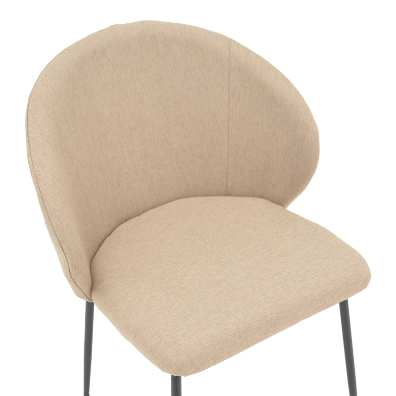 Модерна трпезариска лоунџ столица Chair Xenone тапацирана во квалитетна беж ткаенина со елегантни и цврсти црни метални ногарки