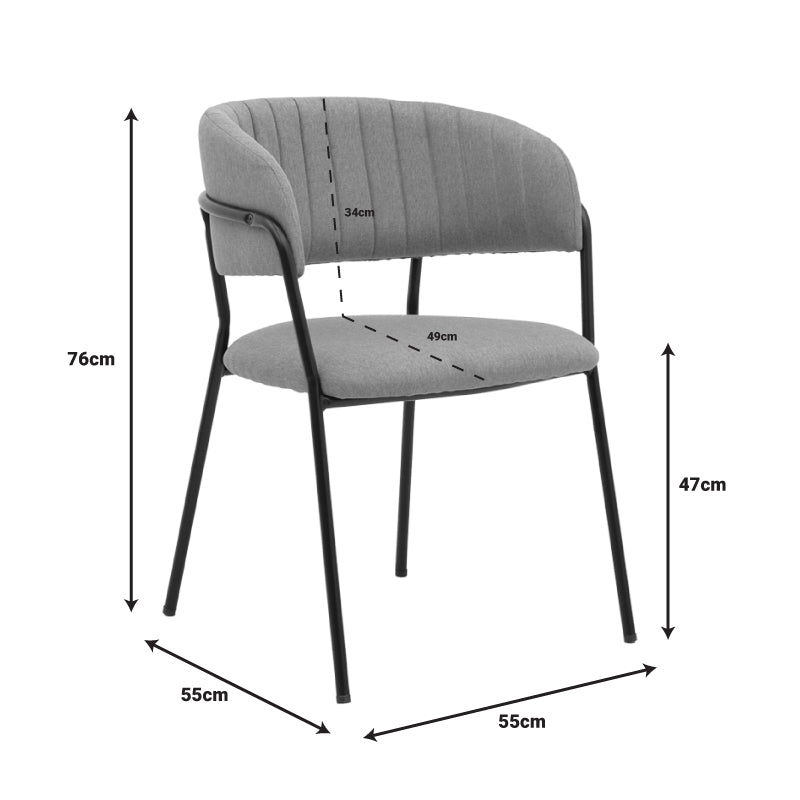 Модерна трпезариска лоунџ столица Chair Xenor тапацирана во квалитетна беж ткаенина со елегантни и цврсти црни метални ногарки