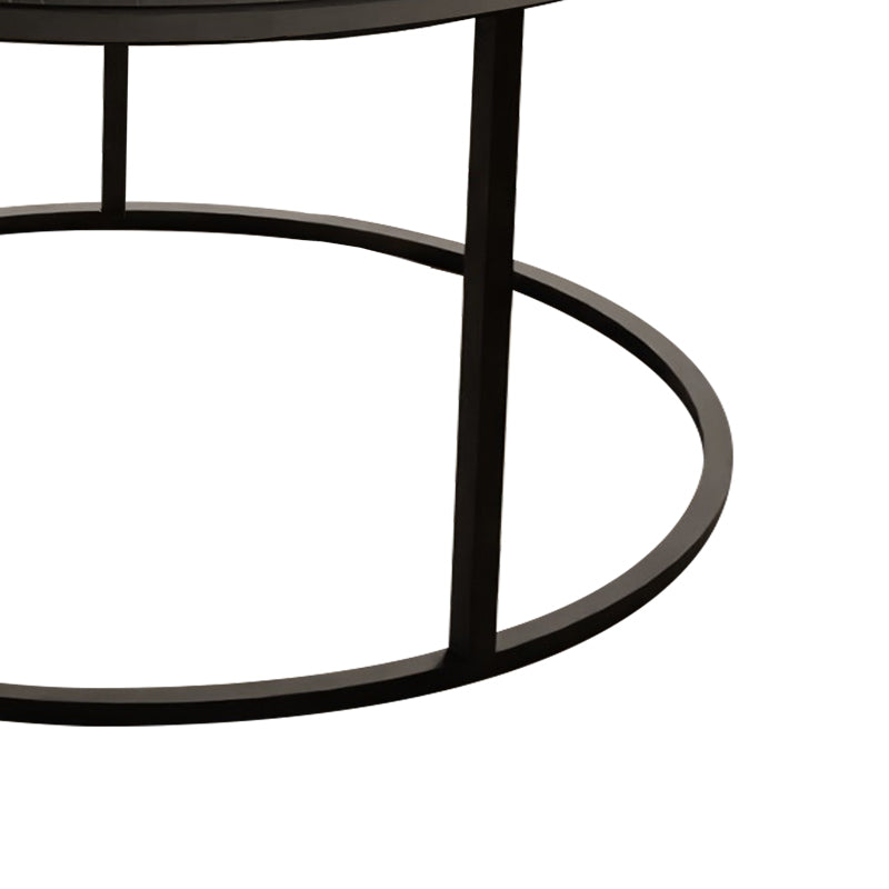 Модерна, естетска и уникатна тркалезна клуб маса Coffee table Larex со горна плоча во раскошен декор на црн мермер и стабилна црна метална база