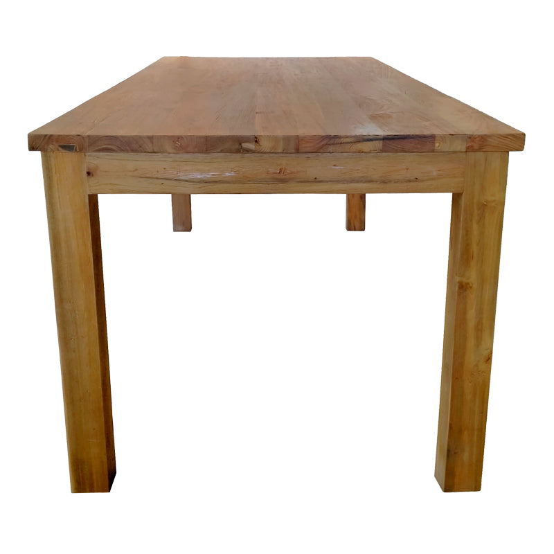 Модерен и луксузен трпезариски сет Dining table Xenoda од голема правоаголна маса со топол дрвен декор и шест тапацирани беж столови