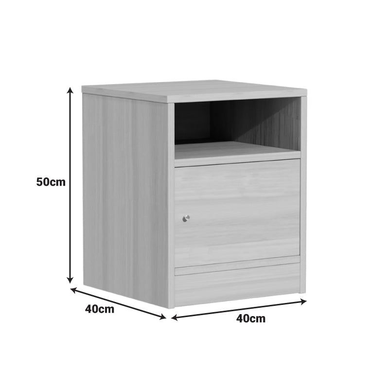 Модерна и естетска ноќна масичка Bedside table Iconic со функционално затворено орманче во луксузна нијанса на сив даб и стабилна кохезивна основа