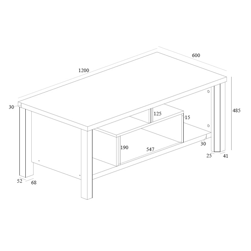 Модерна правоаголна клуб масичка Coffee table Halra со пространа горна плоча и стабилна конструкција во чист бело-сив минималистички дизајн