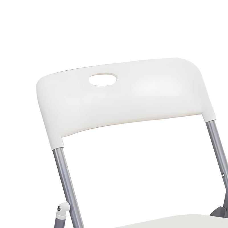 Модерен, естетски и уникатен преклопен стол Foldable chair Palic со седиште од зајакнат бел полипропилен и лесна преклопна сребрена рамка