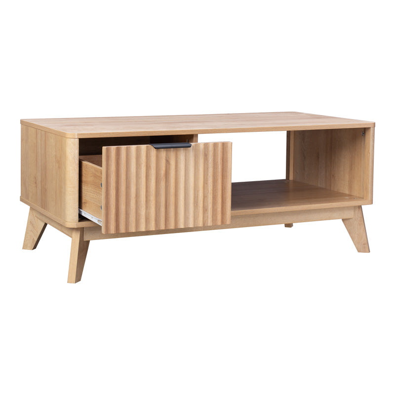 Модерна правоаголна клуб масичка за дневна соба Coffee table Wrely со горна плоча од зајакнат медијапан со префинета текстура во природна натур боја