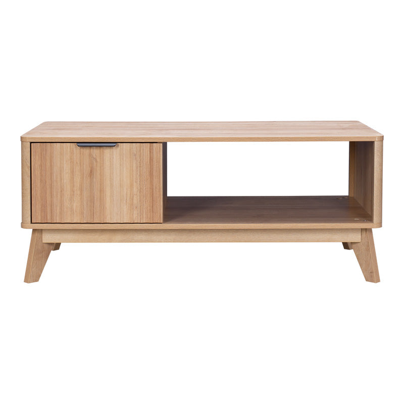 Модерна правоаголна клуб масичка за дневна соба Coffee table Wrely со горна плоча од зајакнат медијапан со префинета текстура во природна натур боја