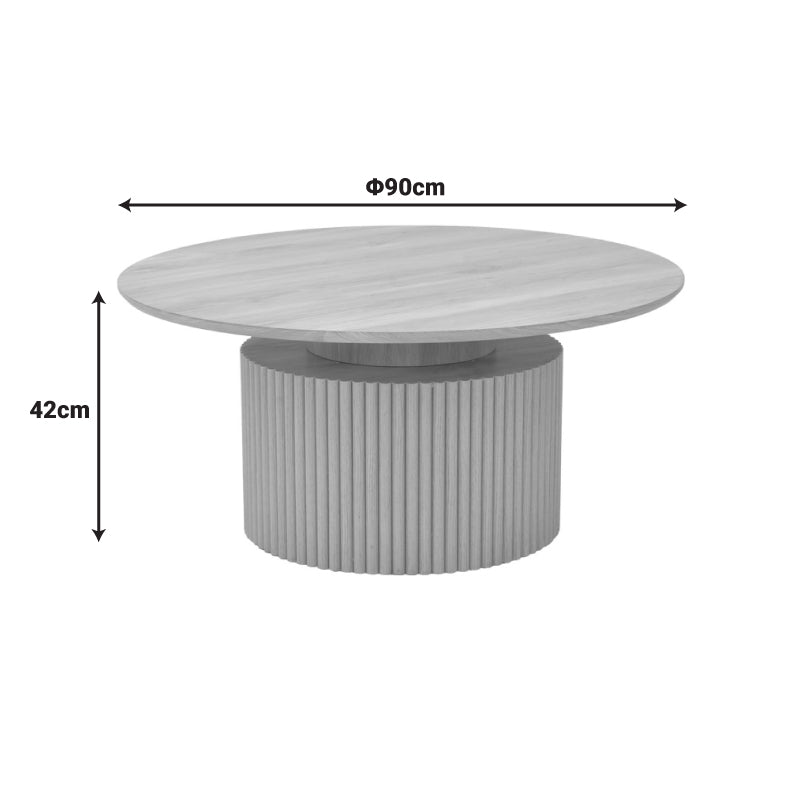 Модерна тркалезна клуб масичка за дневна соба Coffee table Wrein со горна плоча од зајакнат медијапан со префинета текстура во природна натур боја