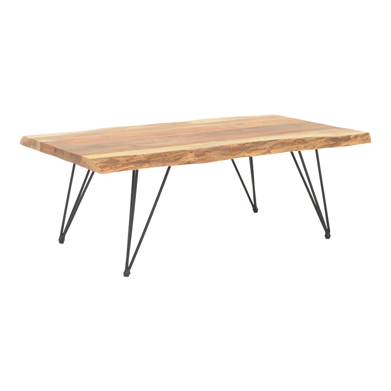 Луксузна правоаголна клуб маса Coffee table Xenoia изработена од масивно акација дрво со уникатни природни годови и цврста носечка основа