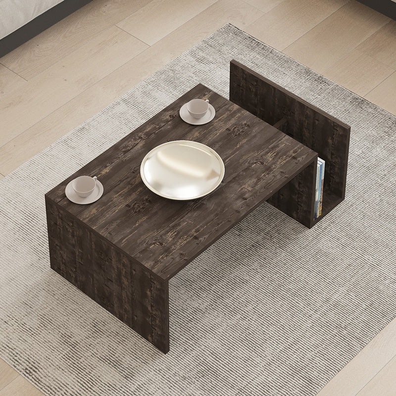 Модерна правоаголна ниска клуб маса Coffee table Xenex со софистицирана заштитена површина и престижни шари на темен орев