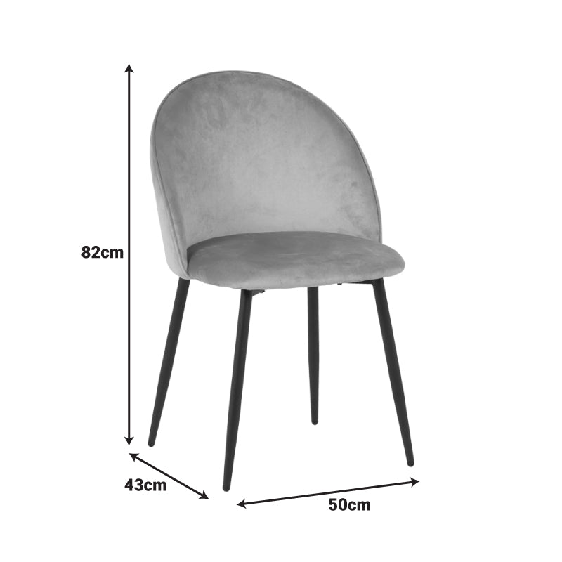 Модерна елегантна трпезариска столица Chair Walnut тапацирана со меко мат црно кадифе, со витки и засилени црни метални ногарки во минималистички стил