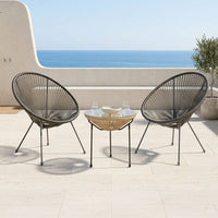Outdoor Lounge Chair Set Umber премиум градинарски лоунџ сет од 3 дела (2 фотелји и масичка) со натур PE ратан и црна метална конструкција