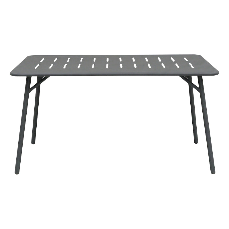 Модерна правоаголна трпезариска маса Table Umberic со чисти линии, мат црна метална површина и стабилни армирани метални ногарки во индустриски стил