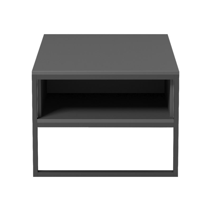 Модерна индустриска клуб маса за кафе Coffee Table Weld со правоаголна плоча во мат антрацит сива боја и засилена геометриска основа во длабок црн тон