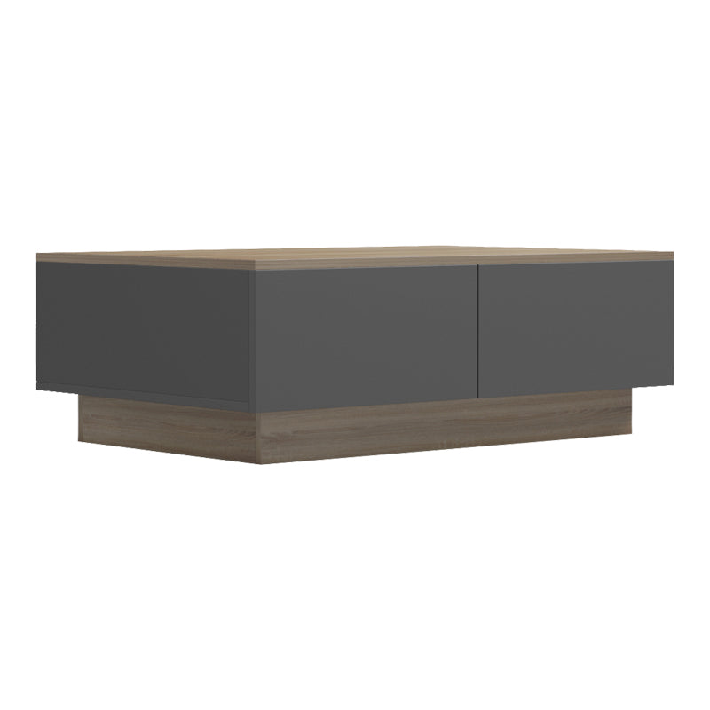 Модерна ниска клуб маса за кафе Coffee Table Weimar со правоаголна плоча во текстура на сонома даб и засилена геометриска основа во мат антрацит сива боја