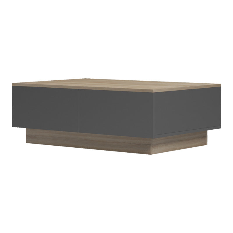 Модерна ниска клуб маса за кафе Coffee Table Weimar со правоаголна плоча во текстура на сонома даб и засилена геометриска основа во мат антрацит сива боја