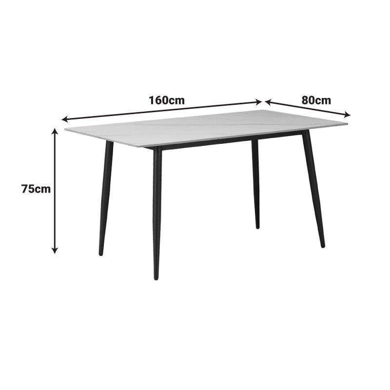 Модерна, естетска и уникатна трпезариска маса Dining table Laria со горна плоча од луксузен сив мермерен синтеруван камен и архитектонска црна метална база