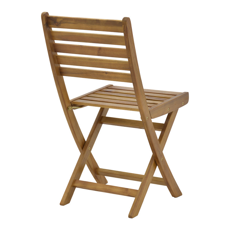 Модерно преклопно градинарско столче Chair Halas изработено од масивно дрво акација во природна топла нијанса со практичен летвичкаст дизајн