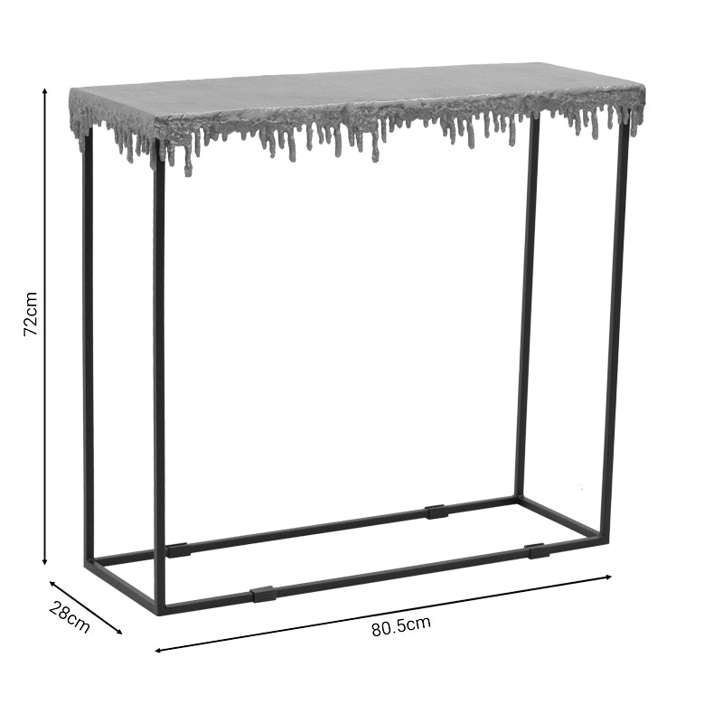 Модерна, естетска и уникатна тесна конзолна маса Console table Inlet со луксузна златна површина и стабилна црна метална конструкција