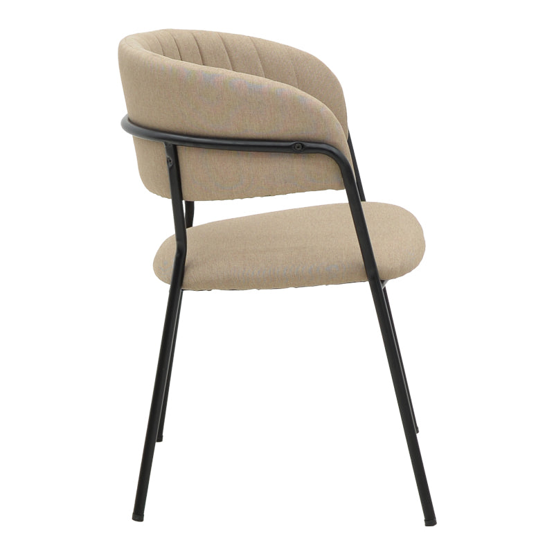 Модерна трпезариска лоунџ столица Chair Xenor тапацирана во квалитетна беж ткаенина со елегантни и цврсти црни метални ногарки
