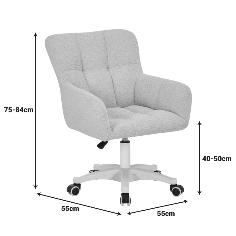 Модерна работна канцелариска столица Office Chair Vedaos тапацирана со луксузно маслинесто зелено букле со мека текстура, со засилена хромирана/црна база со тркалца