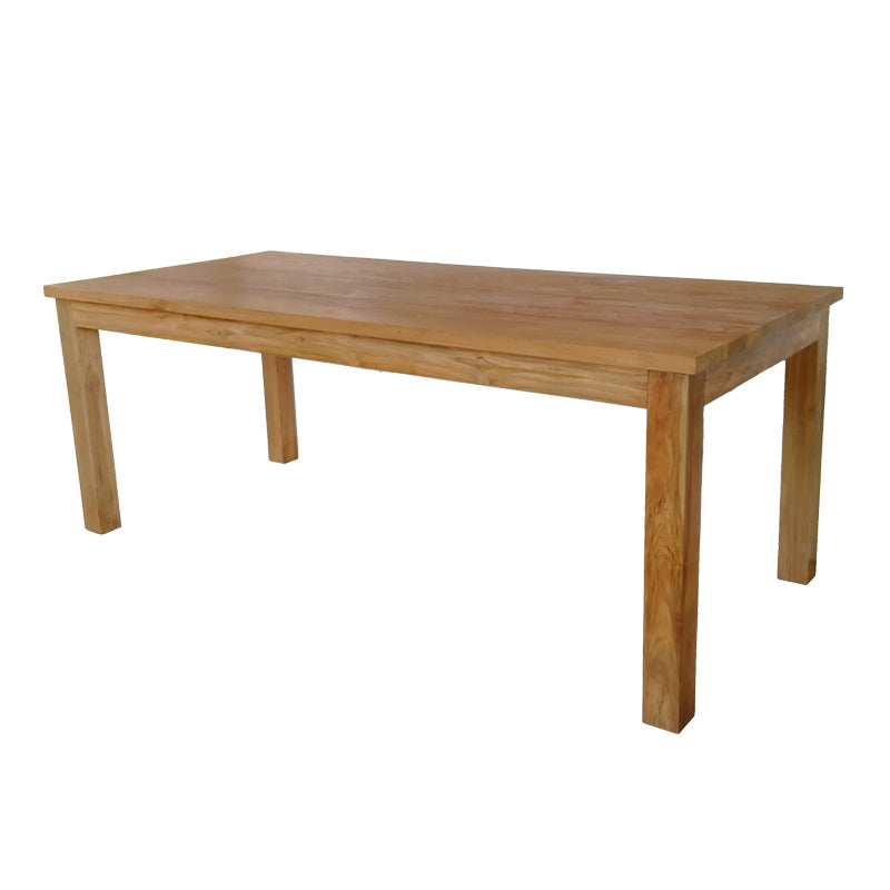 Модерен и луксузен трпезариски сет Dining table Xenoet од голема правоаголна маса и шест комфорни столови изработени од 100% масивно тиково дрво со природна златна нијанса
