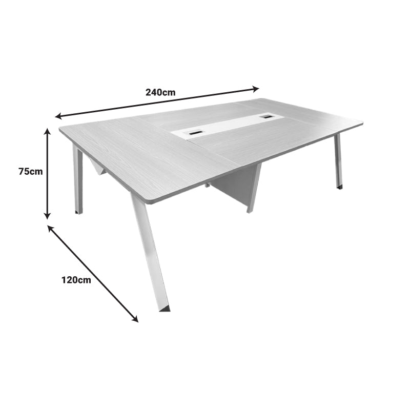 Голема правоаголна конференциска маса Conference table Xenne во сиво-бела боја со дебела зајакната површина и архитектонски стабилна деловна база