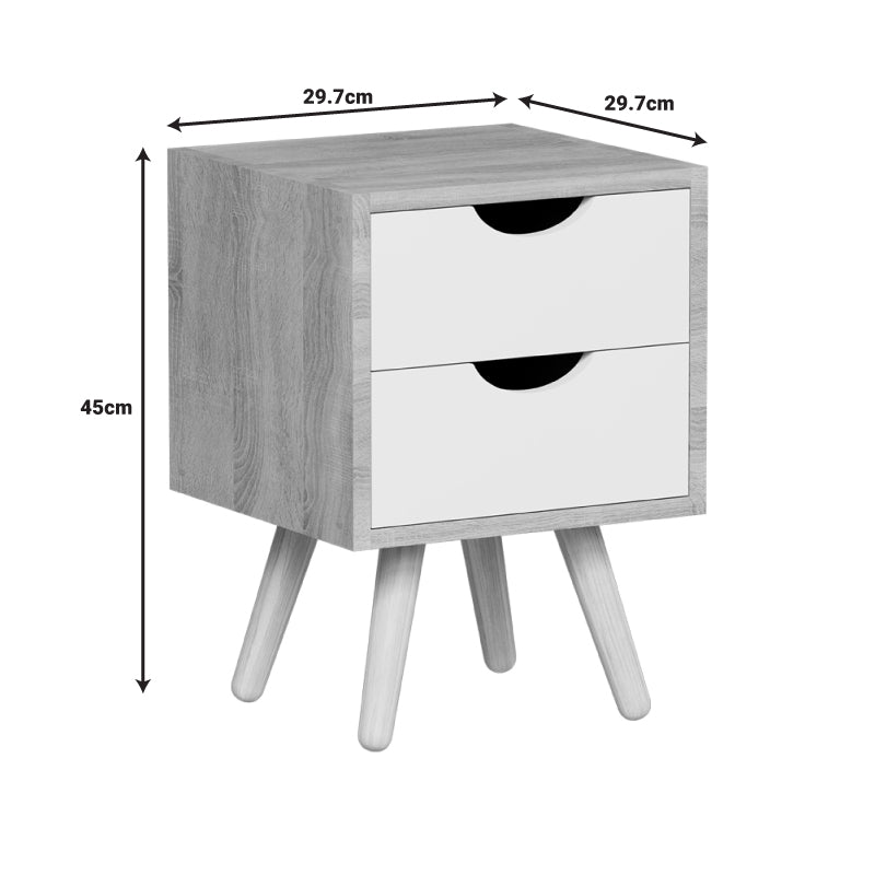 Компактна и модерна правоаголна ноќна масичка Bedside table Xenit со сонома површина и минималистички бели полици за спална соба
