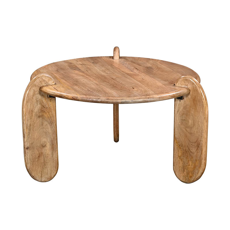 Луксузна тркалезна клуб масичка за дневна соба Coffee table Wreet изработена од вистинско масивно дрво акација со видливи природни годови во натур нијанса