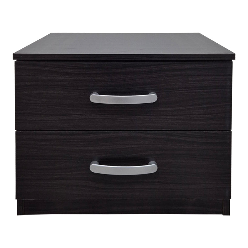 Модерна компактна ноќна масичка Bedside Table Vedaex во длабок венге декор, со паметна функционална фиока за складирање и отворена лоунџ полица