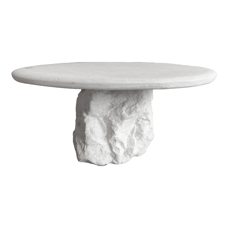 Модерна, естетска и уникатна тркалезна клупска маса Coffee Table Sapeleic во чиста бела боја со мазна горна површина и стабилна паметна архитектура