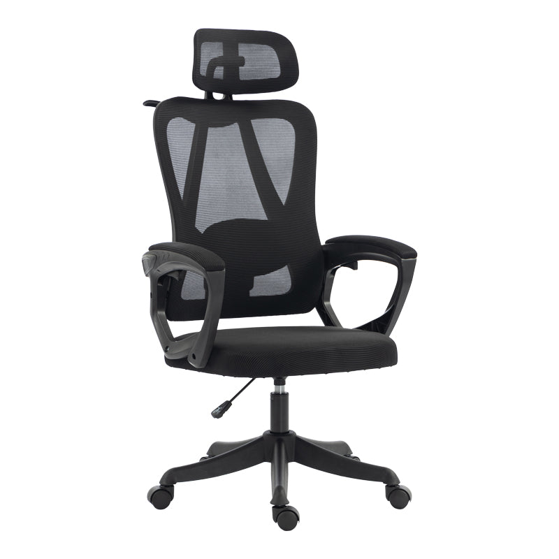 Модерна црна директорска канцелариска столица Executive Office Chair Umberia со висок ергономски наслон од дишлива мрежа, потпирачи за раце и засилена база на тркалца