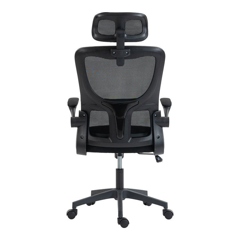 Модерна црна директорска канцелариска столица Director's Office Chair Umberex со анатомски наслон од дишлива мрежа, потпирачи за раце и засилена петкрака база на тркалца